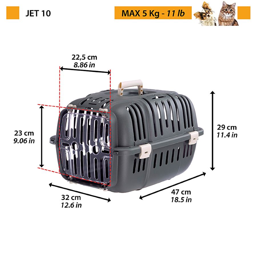 FERPLAST Transporter Carrier Jet 10, 32x47xh29 cm, siva