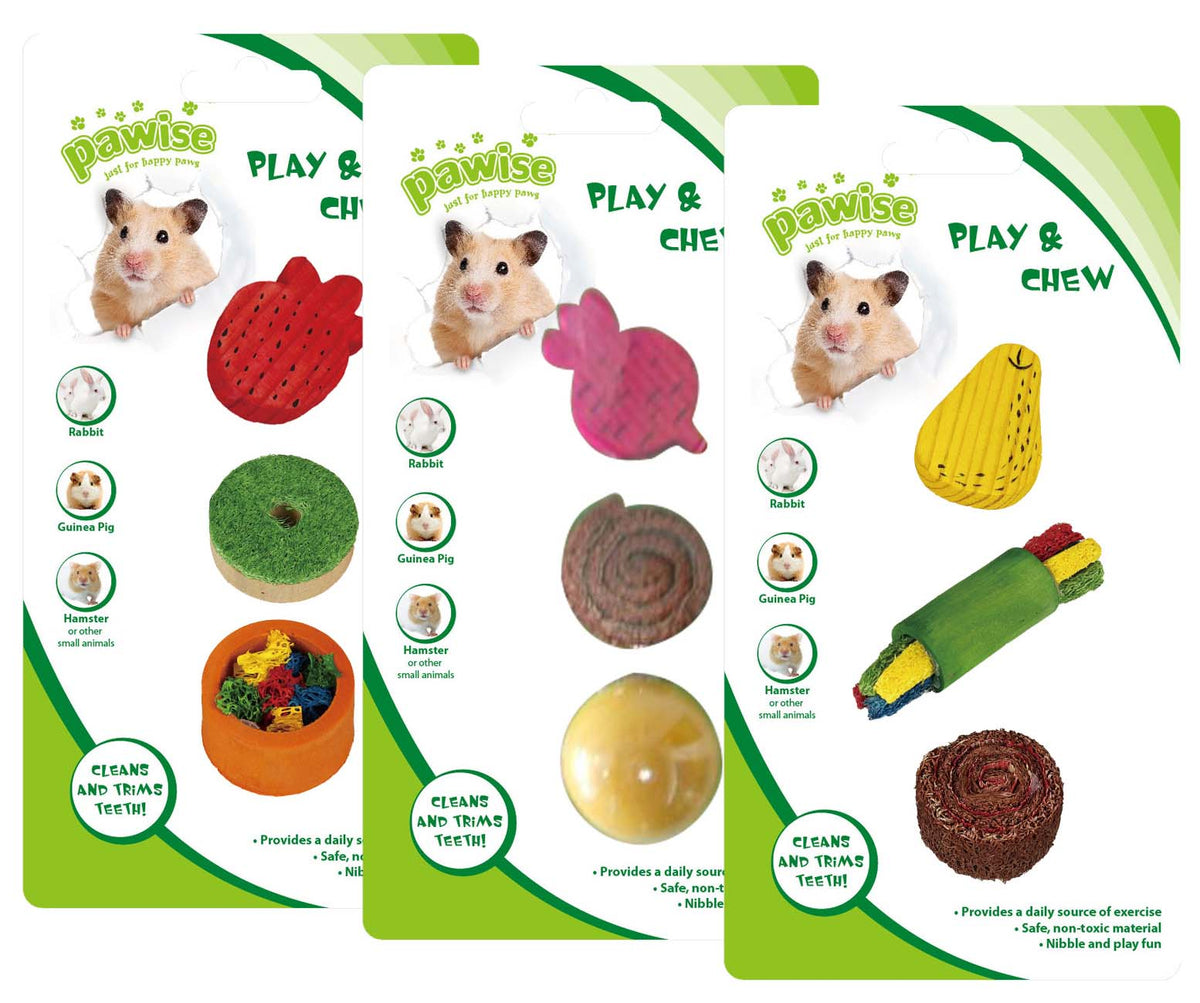 PAWISE Igracka za glodavce, Play&Chew, razni motivi, 3/1