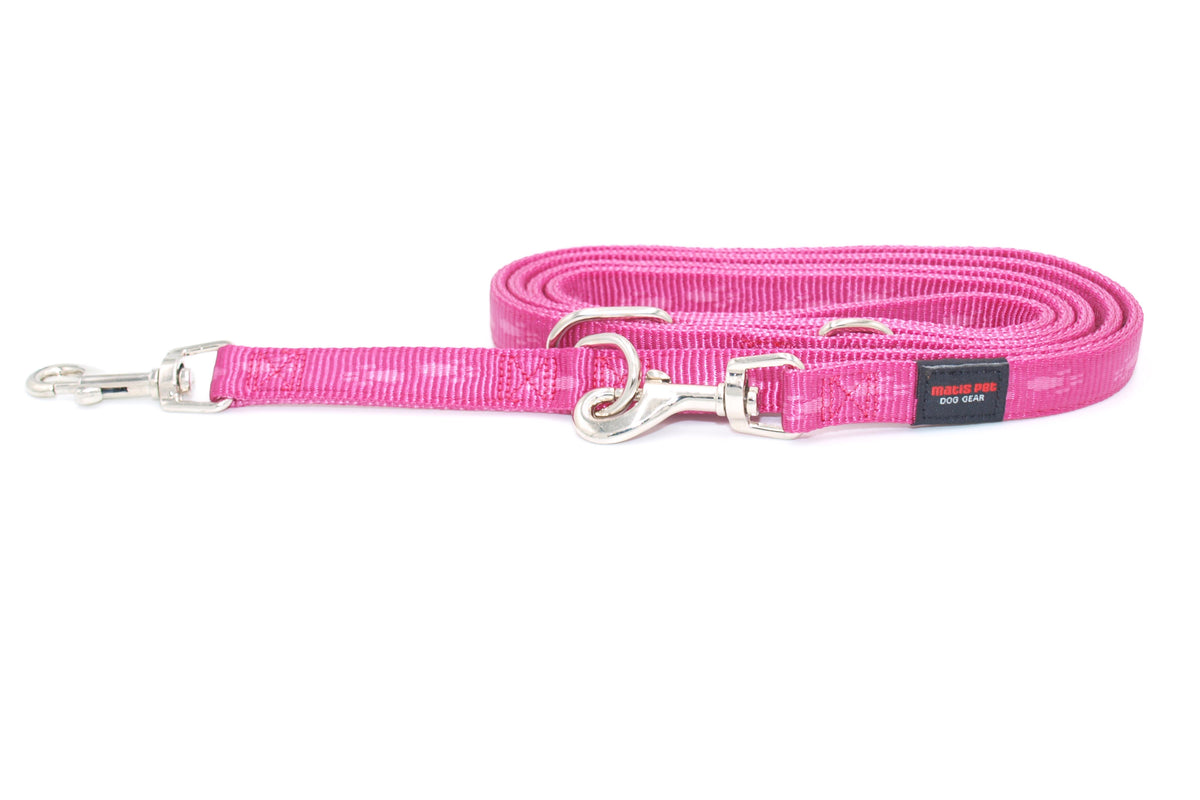 MATIS Dvoslojna Radna vodilica za psa Dogy Paws 1,5cm/2m, malina