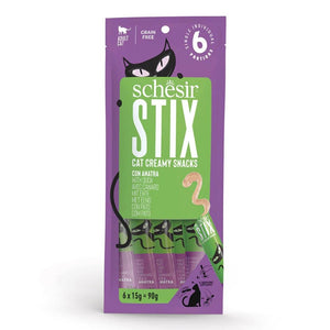 SCHESIR Cat Stix, pačetina, kremasta poslastica za mačke, bez žitarica, 6x15g