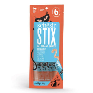 SCHESIR Cat Stix, losos, kremasta poslastica za mačke, bez žitarica, 6x15g
