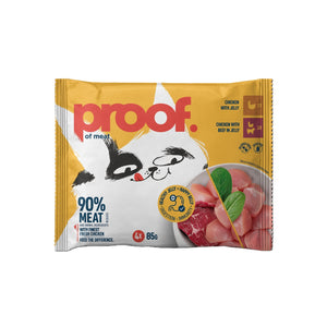 PROOF, Piletina, Piletina s govedinom, za odrasle mačke, 4x85g