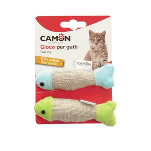 CAMON Igračka za mačke Riba, s catnipom, plava i zelena, 11cm, 2 komada