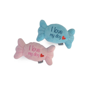 CAMON Igračka za pse I Love My Dog, plišana, zvučna, 15cm, plava ili ružičasta