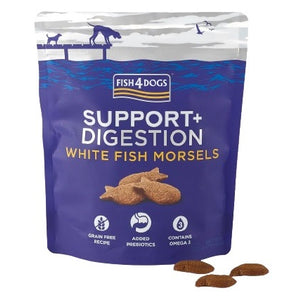 FISH4DOGS SUPPORT+ Digestion, s bijelom ribom, hrskava poslastica za pse, 225g