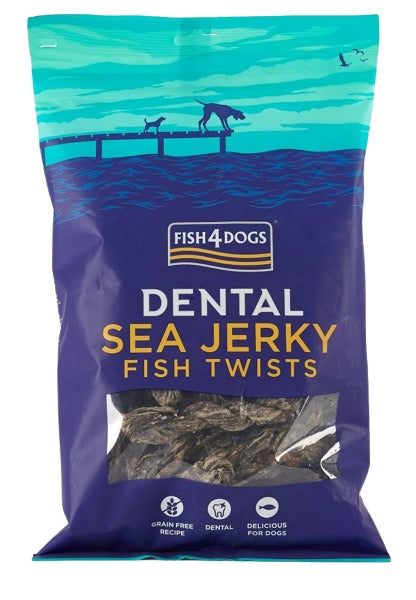 FISH4DOGS Dental Sea Jerky Twists, dentalna poslastica, koža bijele ribe, 100g