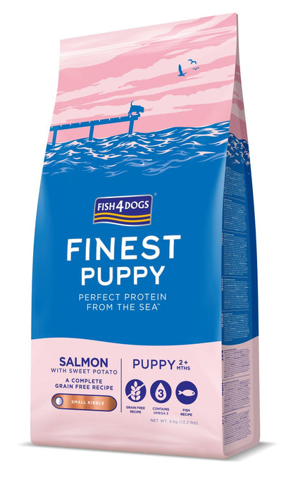 FISH4DOGS Finest PUPPY Small, losos/batat, bez žitarica, mali briketi