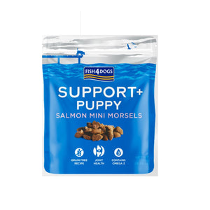 FISH4DOGS SUPPORT+ PUPPY, losos, hrskava poslastica za štence, 150g