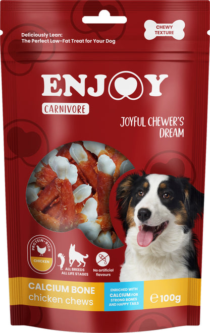 ENJOY Carnivore Kost s kalcijem omotana piletinom, žvakalica za pse