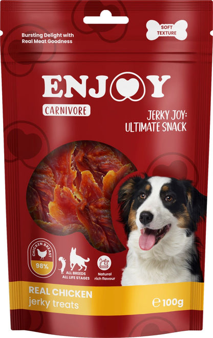ENJOY Carnivore Jerky, sušena piletina, poslastica za pse