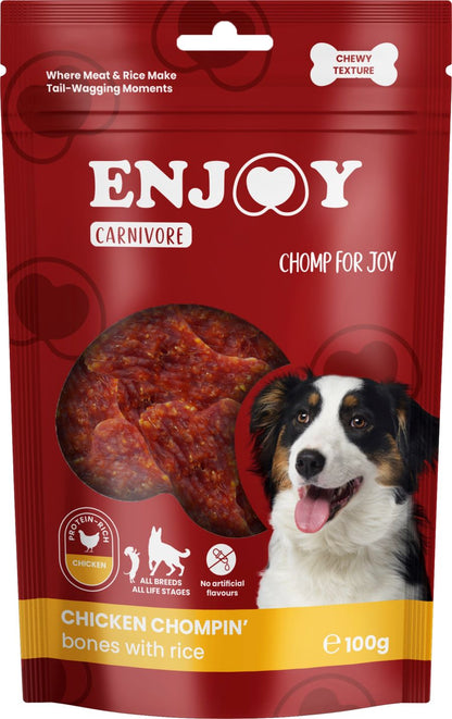 ENJOY Carnivore Chompin' Bones, piletina s rižom, žvakalica za pse