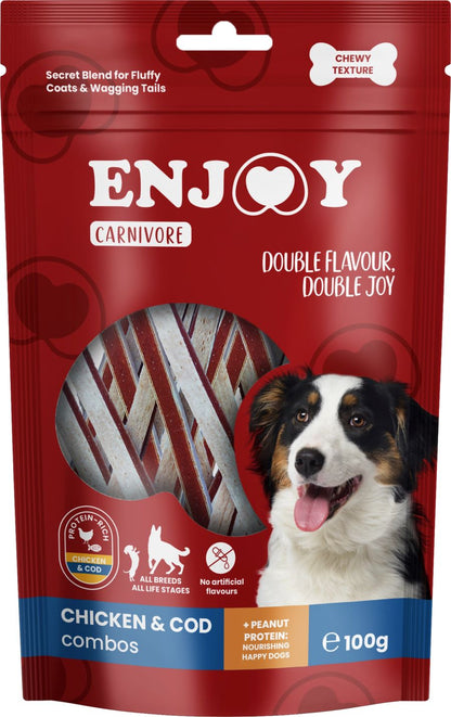 ENJOY Carnivore Combos, trakice piletine i bakalara, žvakalica za pse