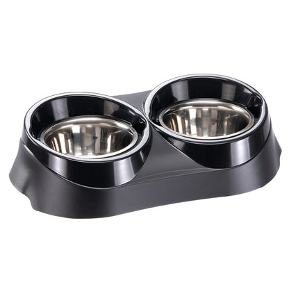 FFERPLAST Duo Feed Set s držačem i zdjelicama od inoxa, crni