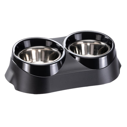 FFERPLAST Duo Feed Set s držačem i zdjelicama od inoxa, crni