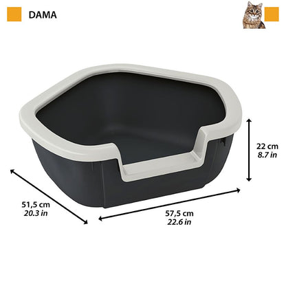 FERPLAST WC za mačke Dama, otvoreni, kutni, reciklirana plastika, 57,5x51,5x22cm