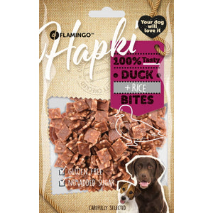 FLAMINGO Hapki bites, poslastica za pse, pačetina i riža, 85g