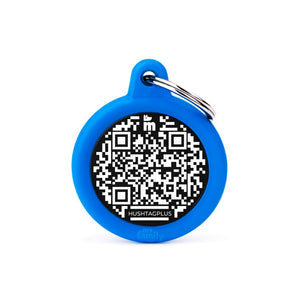 MYFAMILY Hushtag Plus QR CODE Pločica za graviranje Krug, aluminij, plava guma