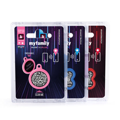 MYFAMILY Hushtag Plus QR CODE Pločica za graviranje Krug, aluminij, roza guma
