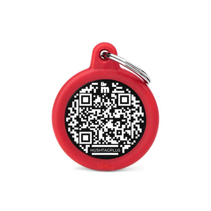 MYFAMILY Hushtag Plus QR CODE Pločica za graviranje Krug, aluminij, crvena guma