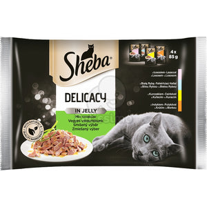SHEBA Delicacy Multipack, Miješani izbor ribe i peradi, u želeu, 4x85g