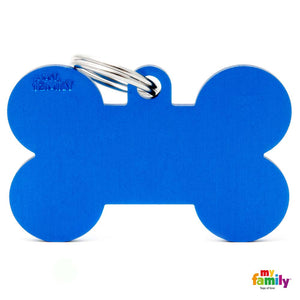 MYFAMILY Basic Pločica za graviranje Kost XL, aluminij, 4,8x3,15cm, tamno plava