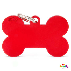 MYFAMILY Basic Pločica za graviranje Kost  XL, aluminij, 4,8x3,15cm, crvena