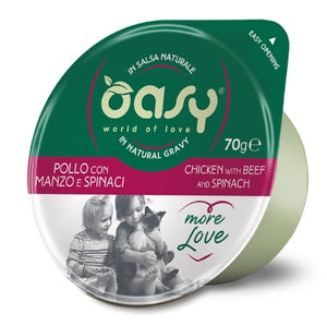 OASY More Love, posudica za mačke, piletina s govedinom i špinatom u umaku, 70g