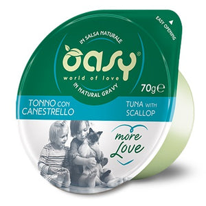 OASY More Love, posudica za mačke, tunjevina s Jakobovim kapicama u umaku, 70g