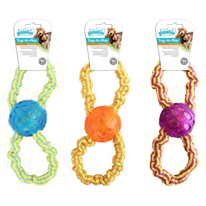 PAWISE Tug-N-Play Ring sa špagom i ručkom, 30cm, razne boje
