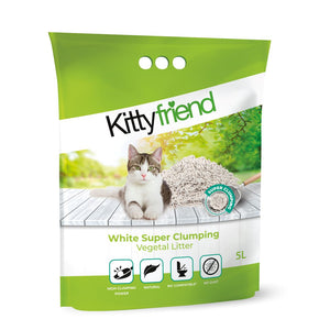 KITTYFRIEND White Super Clump, grudajući biljni pijesak za mačke, bezmirisni, 5l