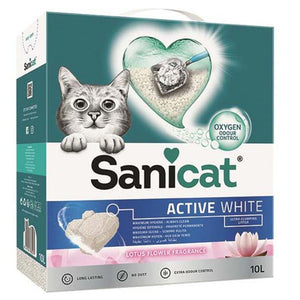 SANICAT Active White Lotus, grudajući mineralni pijesak za mačke, mirisni, 10l