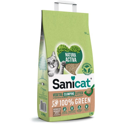 SANICAT 100% Green, grudajući biljni pijesak za mačke, bezmirisni