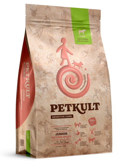 PETKULT Sensitive JUNIOR, Medium, janjetina sa smeđom rižom