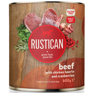 RUSTICAN Govedina s pilećim srcima i brusnicama, bez glutena
