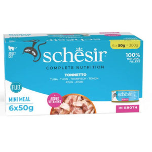 SCHESIR Konzerva za mačke multipack Tuna file, u juhi, 6x50g