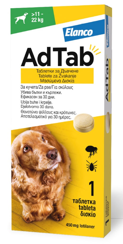 ADTAB (Elanco) tableta za pse, za žvakanje, protiv buha i krpelja