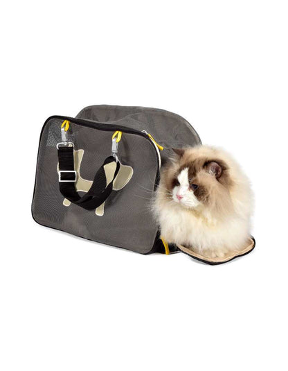 UNITED PETS Torba za mačke Mesh, nosivost do 7kg, crno/žuta, 44x23x28cm