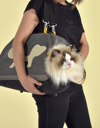 UNITED PETS Torba za mačke Mesh, nosivost do 7kg, crno/žuta, 44x23x28cm