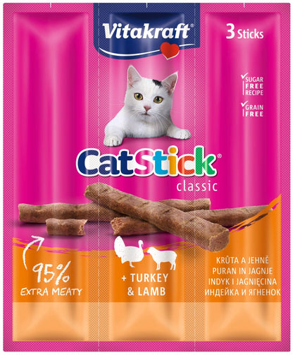 VITAKRAFT Cat Stick Classic, štapići s puretinom i janjetinom, 3 kom/18g