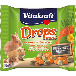 VITAKRAFT Drops Mini, s mrkvom i maslačkom, za kuniće, 40 g