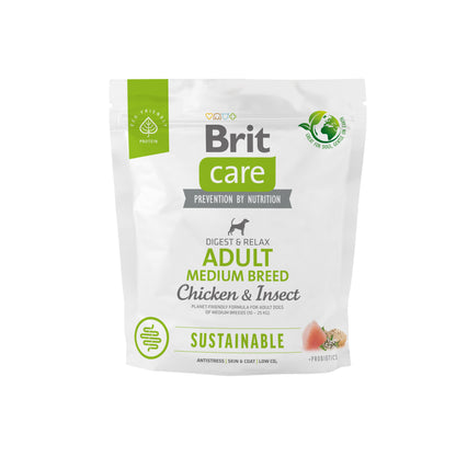 BRIT CARE Digestion & Relax Sustainable Medium breed, piletina s insektima