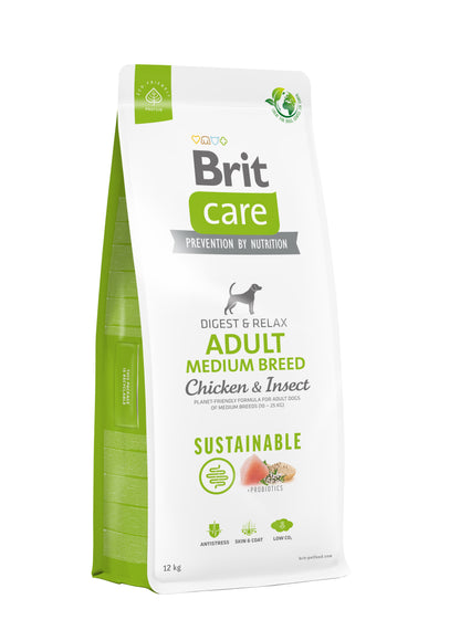 BRIT CARE Digestion & Relax Sustainable Medium breed, piletina s insektima