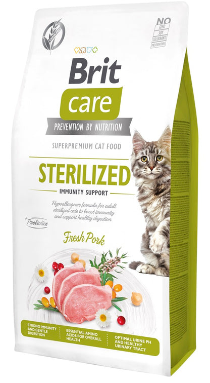 BRIT CARE Cat Sterilized Immunity Support, svinjetina, bez žitarica,