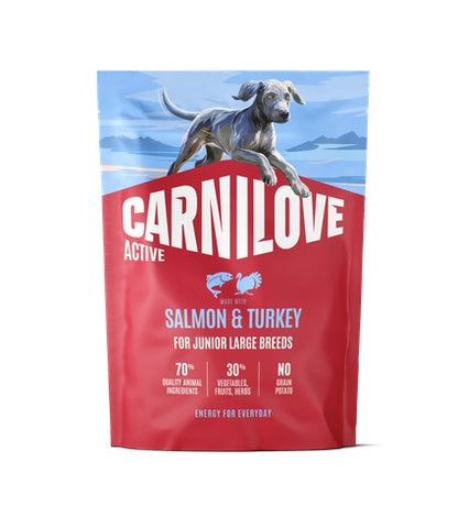 CARNILOVE Active, JUNIOR, Losos i puretina, za velike pasmine