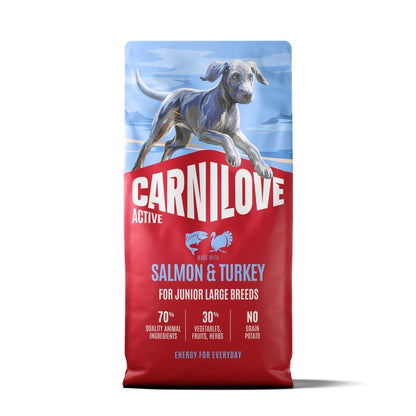 CARNILOVE Active, JUNIOR, Losos i puretina, za velike pasmine