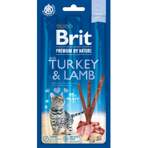 BRIT Premium by Nature Cat, mesni štapići puretina, bogato janjetinom, 3x5g