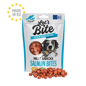 LET's Bite Meat Snacks, poslastica za pse, komadići lososa, 150g