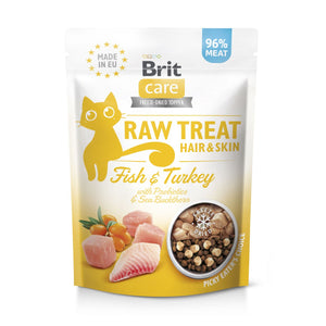 BRIT CARE Raw Treat Hair&Skin, riba/puretina, liofizir. poslastica za mačke, 40g