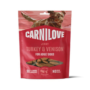 CARNILOVE Jerky, poslastica za pse, puretina i srnetina, 100 g