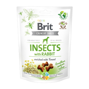 BRIT Crunchy poslastica, insekti s kunićevinom, obogaćeno komoračem, 200 g